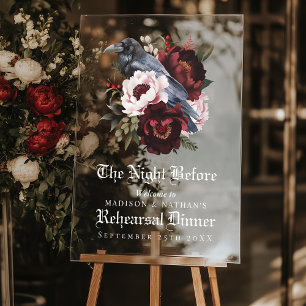 Señal Acrílica Romántico Boda Raven Gótico Cena