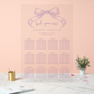 Señal Acrílica Romántico Bow   Gráfica de asientos Lilac