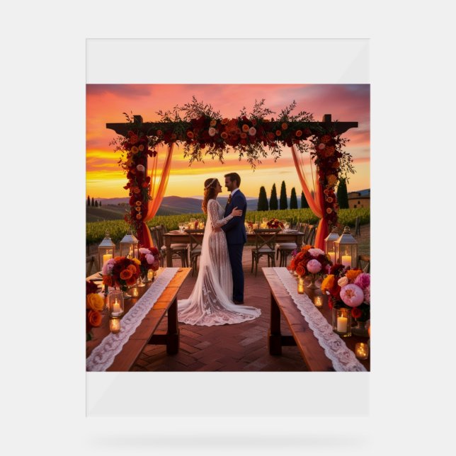 Señal Acrílica "Romántico diseño Boda italiano del atardecer - vi (Anverso)