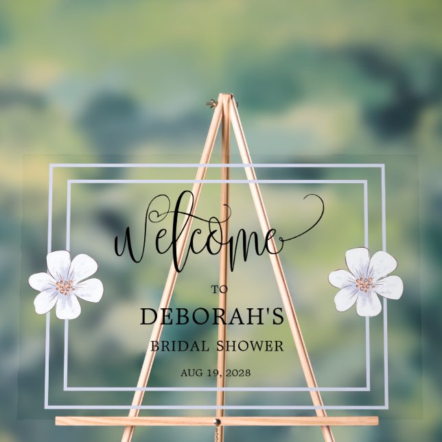 Señal Acrílica Romántico Lilac Floral Bridal Shower (Neutral )