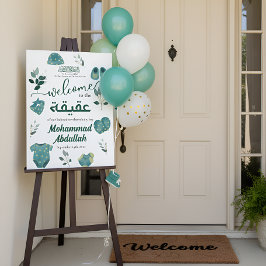 Señal Acrílica Ropa Azul Aqiqah Niño Musulmán Nacido Bienvenida