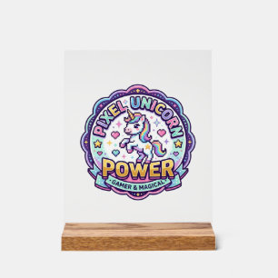 Señal Acrílica Ropa lista para POD de poder de unicornio pixel un