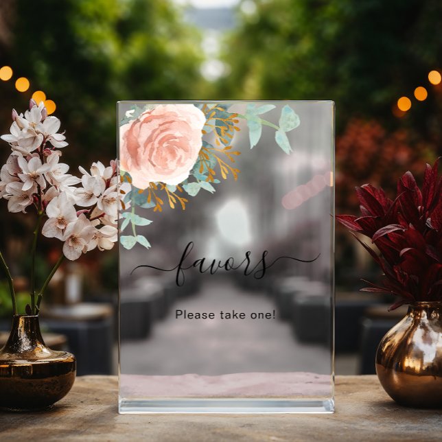 Señal Acrílica Rosa de oro floral eucalipto boda (Subido por el creador)