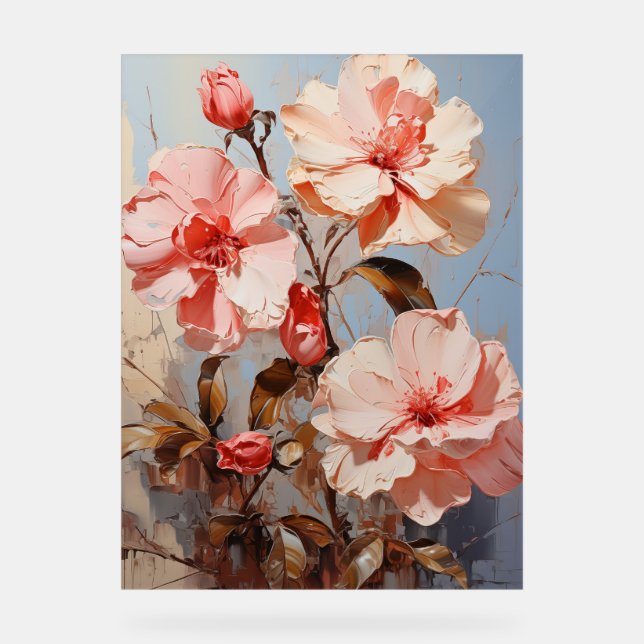 Señal Acrílica Rosa del desierto - Inpasto Floral (Anverso)