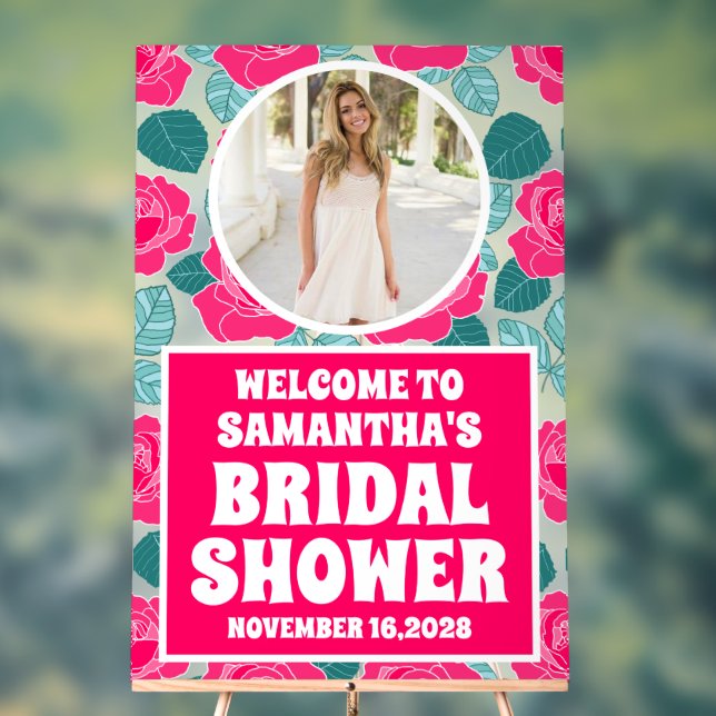 Señal Acrílica Rosa Flores Foto Ducha de novia Bienvenida Escarch (Neutral )