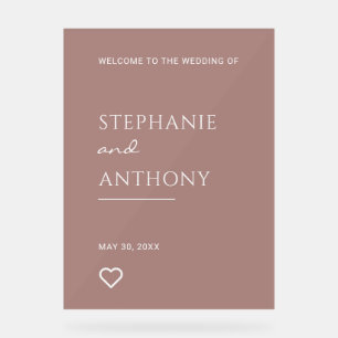 Señal Acrílica Rosa minimalista con Boda de corazón moderno