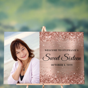 Señal Acrílica Rosa Purpurinoso Relieve metalizado dorado Dulce B