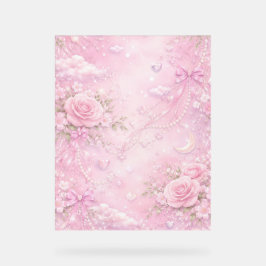 Señal Acrílica Rosa Soñador Floral Perlas Lazos Brillo Pastel