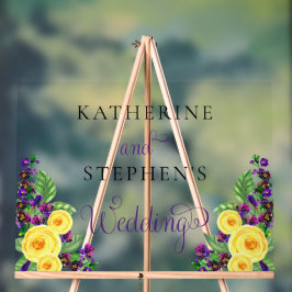 Señal Acrílica Rosas Amarillas | Violets Boho Floral Boda