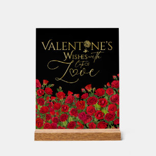 Señal Acrílica Rosas de caligrafía dorada minimalista de San Vale