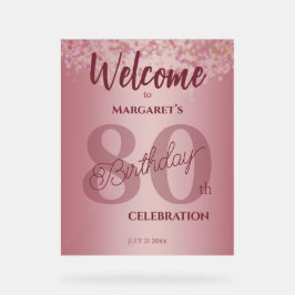 Señal Acrílica Rose Gold 80th Celebration Acrylic Sign
