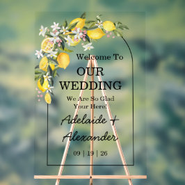 Señal Acrílica Rótulo acrílico Boda de cítricos limón mediterráne