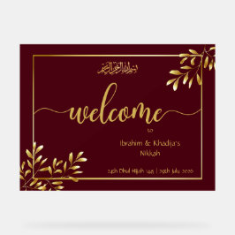 Señal Acrílica Rótulo acrílico Boda islámico de Borgoña personali