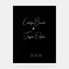 Señal Acrílica Rótulo acrílico Boda negro moderno