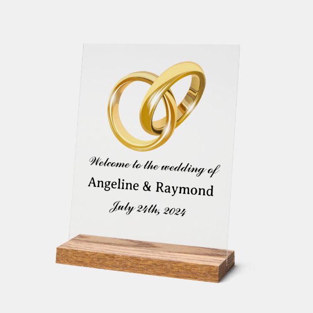Señal Acrílica Rótulo acrílico Boda personalizado (Ángulo)