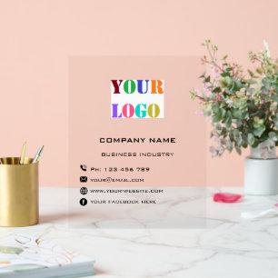 Señal Acrílica Rótulo acrílico con logotipo de su empresa y texto