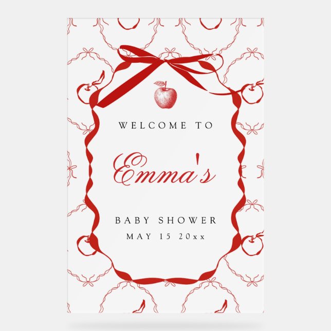 Señal Acrílica Rótulo acrílico de bienvenida Baby Shower de Apple (Anverso)