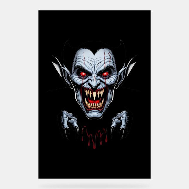 Señal Acrílica Rótulo acrílico de Eerie Vampire Face (Anverso)