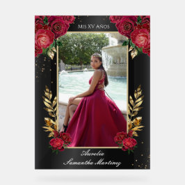 Señal Acrílica Rótulo acrílico de entrada de quinceañera negra y 