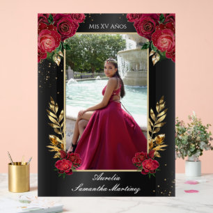 Señal Acrílica Rótulo acrílico de entrada de quinceañera negra y
