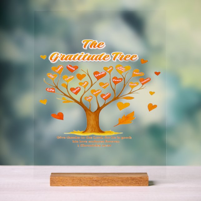 Señal Acrílica Rótulo acrílico de 'Gratitude Tree' (Neutral )
