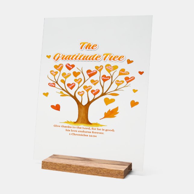 Señal Acrílica Rótulo acrílico de 'Gratitude Tree' (Ángulo)