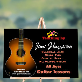 Señal Acrílica Rótulo acrílico de la escuela moderna de guitarra 