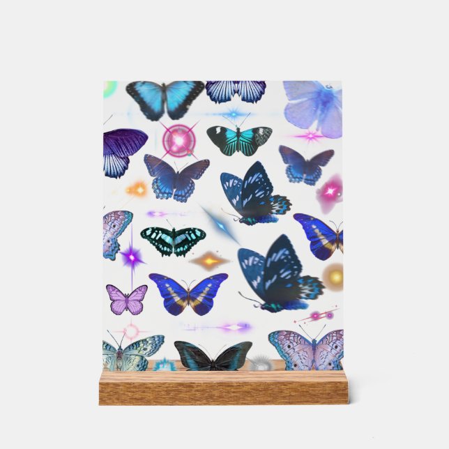 Señal Acrílica Rótulo acrílico de mariposa encantada (Anverso)