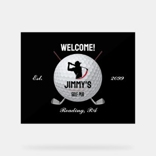 Señal Acrílica Rótulo acrílico del bar de golf clásico personaliz