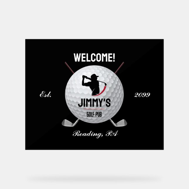 Señal Acrílica Rótulo acrílico del bar de golf clásico personaliz (Anverso)