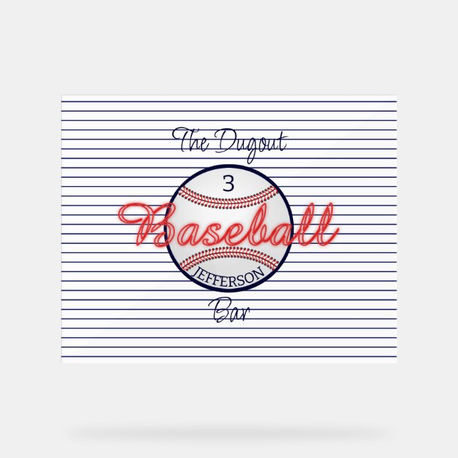 Señal Acrílica Rótulo Acrílico del Bar Deportivo de Béisbol (Anverso)