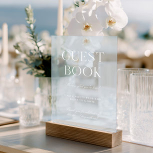 Señal Acrílica Rótulo acrílico del libro de invitados Boda azul c