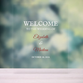 Señal Acrílica Rótulo acrílico rojo y blanco para Boda de otoño