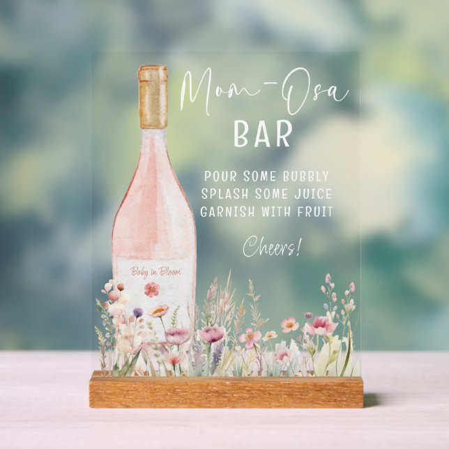 Señal Acrílica Rótulo acuarela Floral Mom-Osa (Neutral )