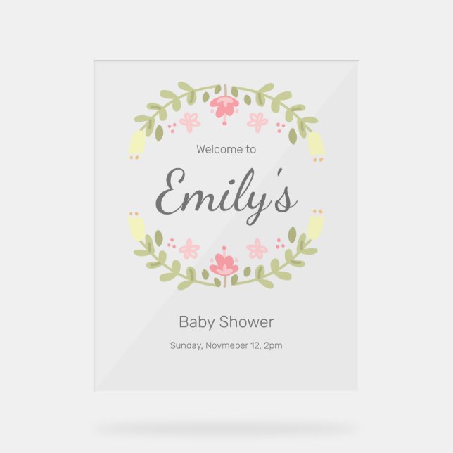 Señal Acrílica Rótulo Baby Shower de bienvenida (Anverso)