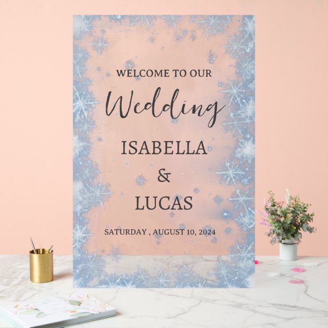 Señal Acrílica Rótulo Boda acrílico de Navidades de invierno azul (Boda)