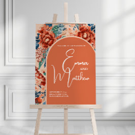 Señal Acrílica Rótulo Boda de bienvenida | Boho Terracotta Floral