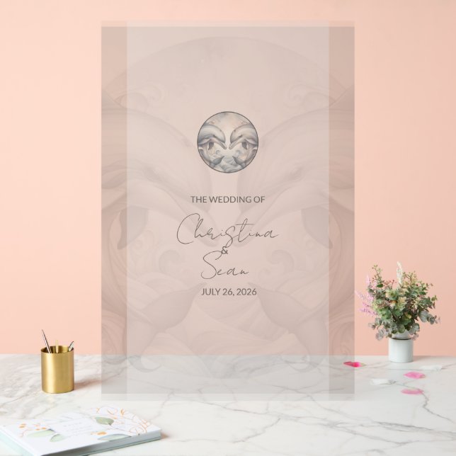 Señal Acrílica Rótulo Boda de tema Dolphin personalizado (Boda)