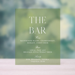 Señal Acrílica Rótulo de bar acrílico Sage Green & Beige Boda