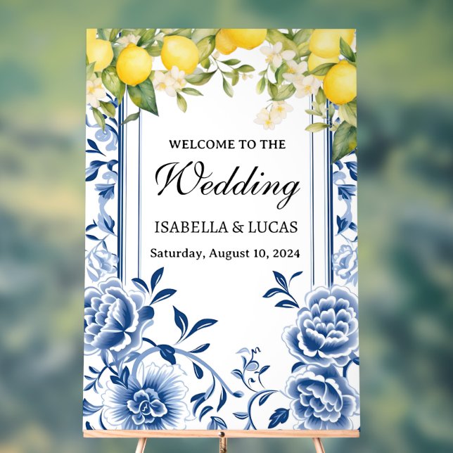 Señal Acrílica Rótulo de Boda acrílico de limón azul (Neutral )