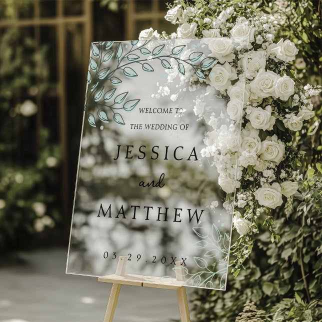 Señal Acrílica Rótulo de Boda acrílico Eucalyptus Greenery Boho (Subido por el creador)