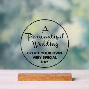 Señal Acrílica Rótulo de casamiento personalizado de 10" x 8" Bas