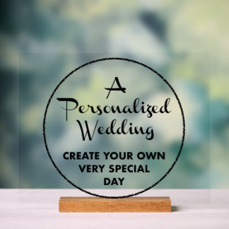 Señal Acrílica Rótulo de casamiento personalizado de 11" x 14" Ba
