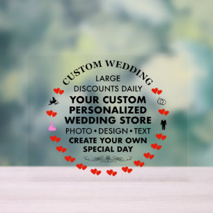 Señal Acrílica Rótulo de casamiento personalizado de 8" x 10" acr