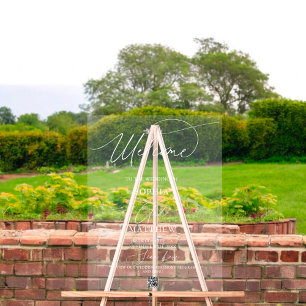 Señal Acrílica Rótulo de código QR de script de bienvenida de bod