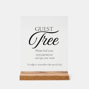 Señal Acrílica Rótulo de huellas dactilares de árbol de invitado