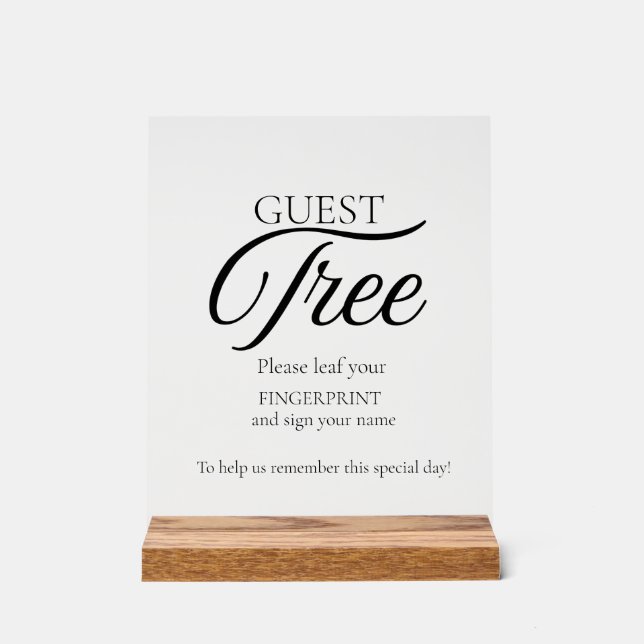 Señal Acrílica Rótulo de huellas dactilares de árbol de invitado  (Anverso)