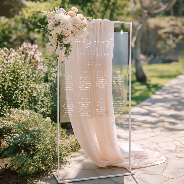 Señal Acrílica Rótulo de la tabla de asientos acrílicos del Boda  (Minimalist Wedding Acrylic Seating Chart Sign)