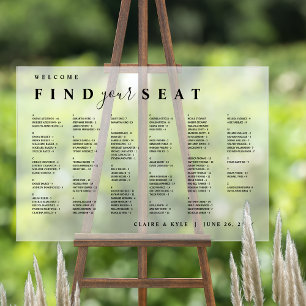 Señal Acrílica Rótulo de la tabla de asientos alfabéticos acrílic