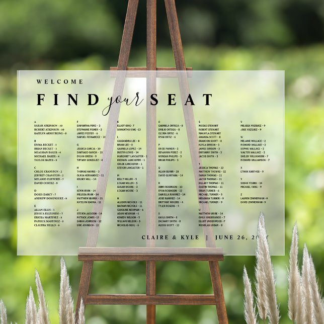 Señal Acrílica Rótulo de la tabla de asientos alfabéticos acrílic (Subido por el creador)